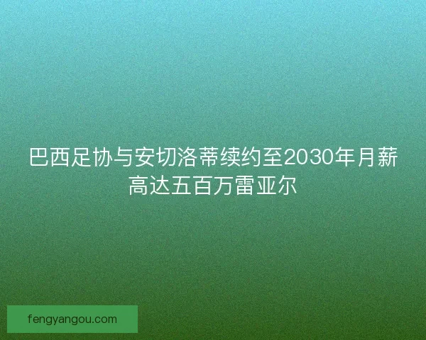 巴西足协与安切洛蒂续约至2030年月薪高达五百万雷亚尔
